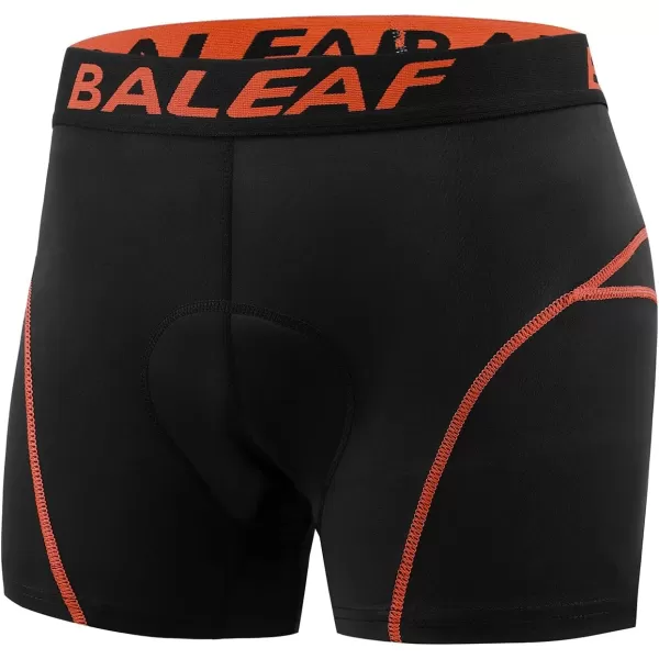 BALEAF Mens 3D Padded Bike Shorts Cycling Underwear MTB LinerBlackOrange