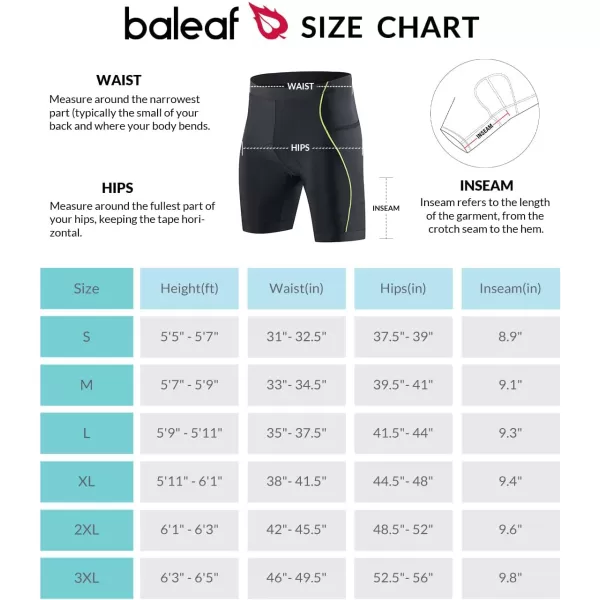 BALEAF Mens 4D Padded Bike Shorts Cycling Tights with Pockets Lycra FabricB01blbckGreen