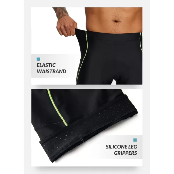 BALEAF Mens 4D Padded Bike Shorts Cycling Tights with Pockets Lycra FabricB01blbckGreen