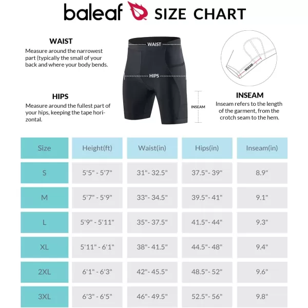 BALEAF Mens 4D Padded Bike Shorts Cycling Tights with Pockets Lycra FabricB03blbck