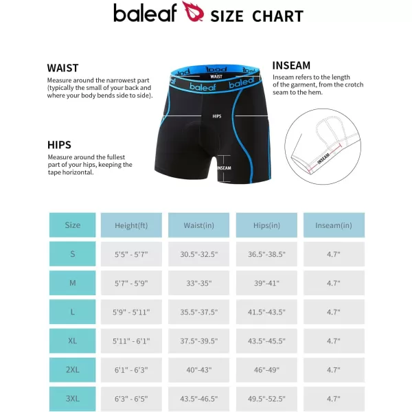 BALEAF Mens 4D Padded Bike Shorts Cycling Underwear with Padding Road Biking MTB Liner Shorts Bicycle GearBlackBlue47