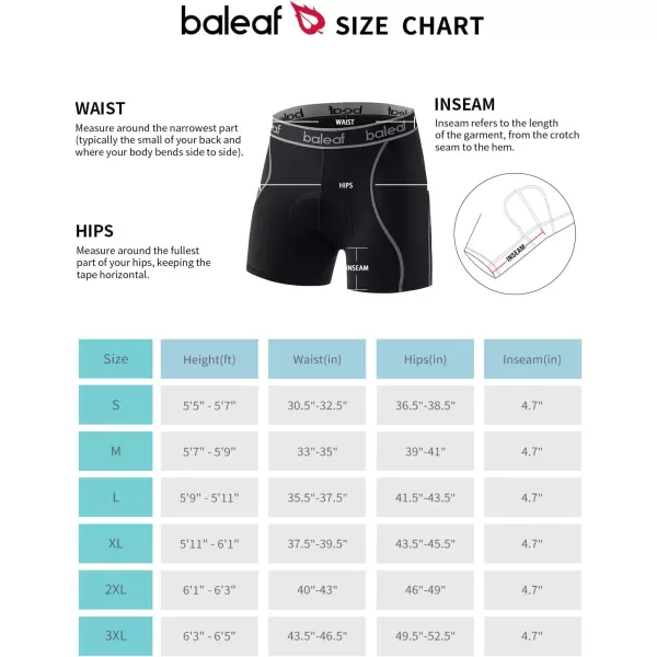 BALEAF Mens 4D Padded Bike Shorts Cycling Underwear with Padding Road Biking MTB Liner Shorts Bicycle GearBlackGray47