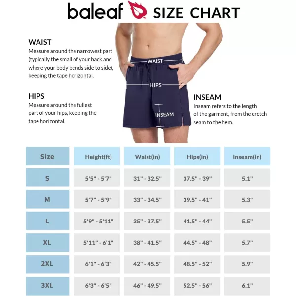 BALEAF Mens 5 Inch Inseam Swim Trunks with Compression Liner Quick Dry 2 in 1 Swim Shorts with PocketsDark Blue