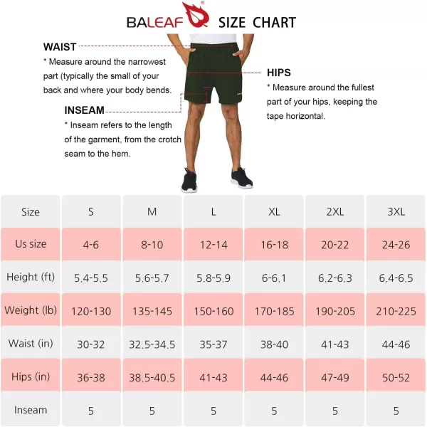 BALEAF Mens 5 Running Athletic Shorts Workout Lightweight Zipper PocketArmy Green