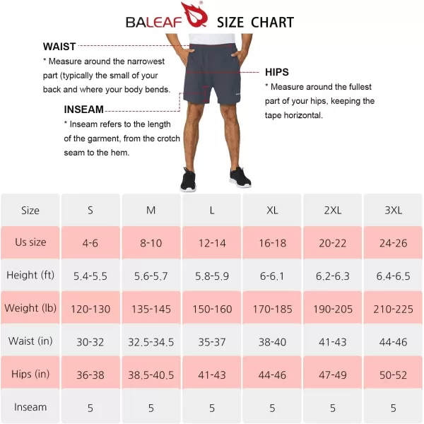 BALEAF Mens 5 Running Athletic Shorts Workout Lightweight Zipper PocketGray