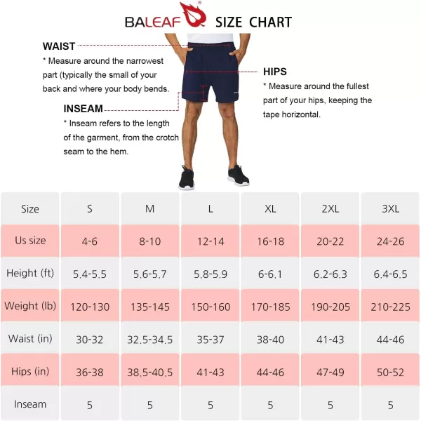 BALEAF Mens 5 Running Athletic Shorts Workout Lightweight Zipper PocketNavy