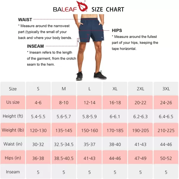 BALEAF Mens 5 Running Athletic Shorts Zipper Pockets for Workout Gym Sports Navy Size SBALEAF Mens 5 Running Athletic Shorts Zipper Pockets for Workout Gym Sports Navy Size S