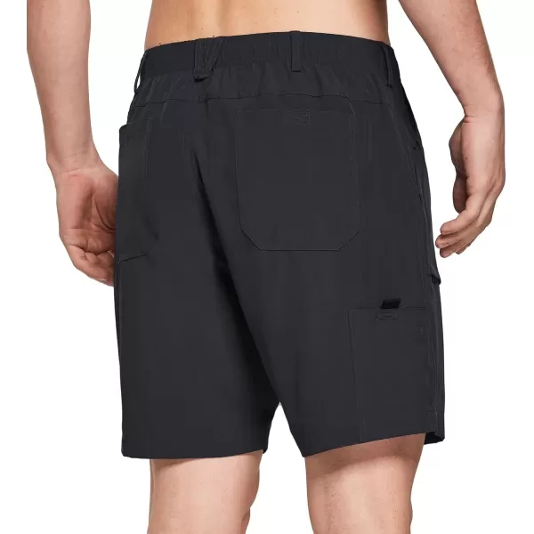 BALEAF Mens 7 Casual Shorts for Summer Elastic Waist Quick Dry Lightweight Short with Cargo Hiking FishingBlack