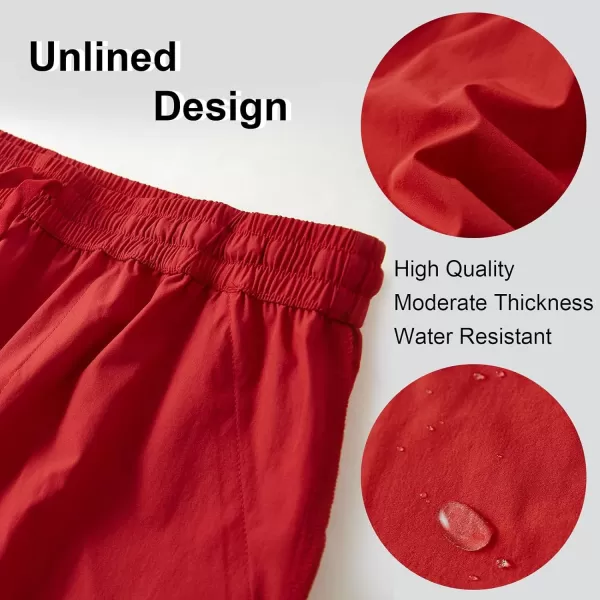 BALEAF Mens 7 Hiking Shorts No Liner Running Workout Quick Dry 2 Zipper Pockets Water ResistantRed