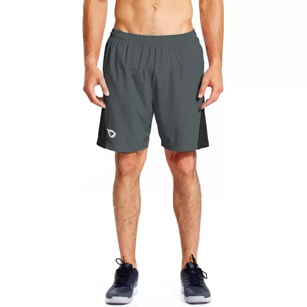 BALEAF Mens 7 Running Shorts with Mesh Liner Zipper Pocket for Athletic Workout GymGray