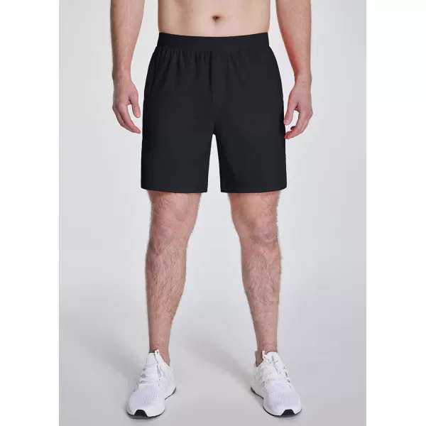 BALEAF Mens 7 Workout Shorts Quick Dry Running Shorts Gym CrossTraining with Zipper PocketBlack