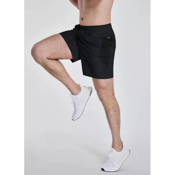 BALEAF Mens 7 Workout Shorts Quick Dry Running Shorts Gym CrossTraining with Zipper PocketBlack