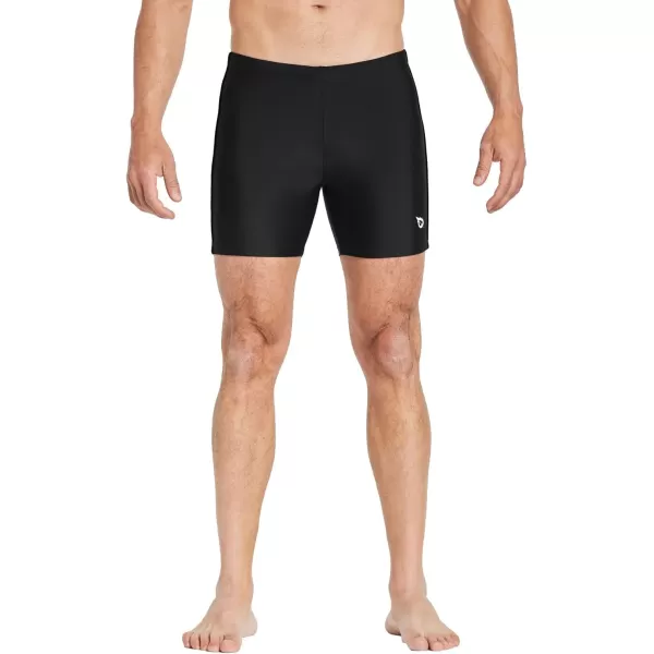 BALEAF Mens Athletic Swim Jammers Quick Dry Compression Square Leg Swim Brief SwimsuitBlack