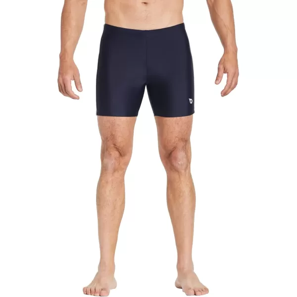 BALEAF Mens Athletic Swim Jammers Quick Dry Compression Square Leg Swim Brief SwimsuitNavy White