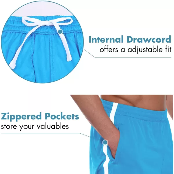 BALEAF Mens Basketball Shorts Long with Zipper Pockets Quick Dry Workout Training Drawstrings 11Light Blue