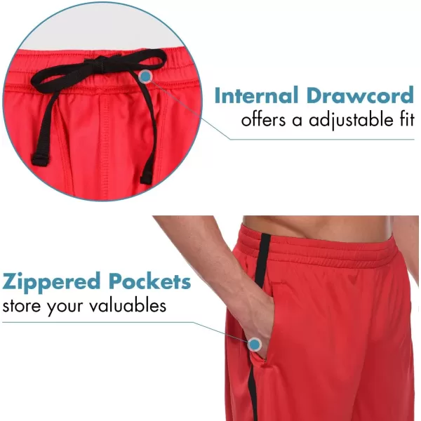 BALEAF Mens Basketball Shorts Long with Zipper Pockets Quick Dry Workout Training Drawstrings 11Red