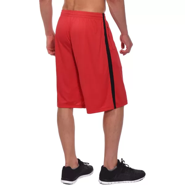 BALEAF Mens Basketball Shorts Long with Zipper Pockets Quick Dry Workout Training Drawstrings 11Red