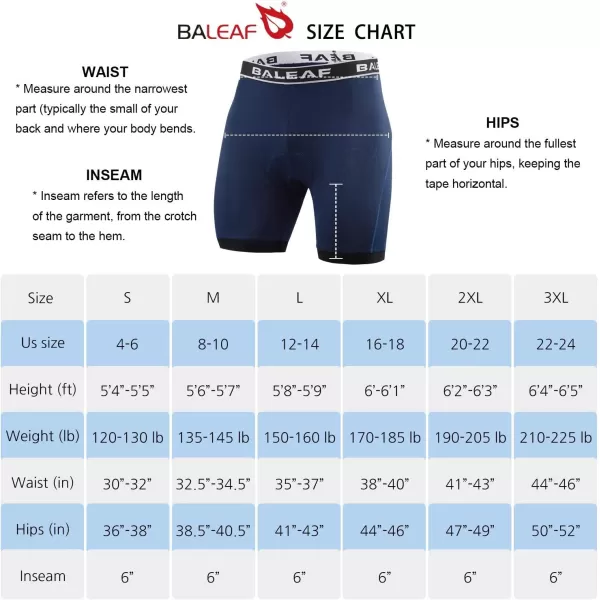 BALEAF Mens Bike Shorts With 4D Padding Cycling Underwear Padded Bicycle MTB Liner Mountain Biking Tights Road RidingBnavy Blue