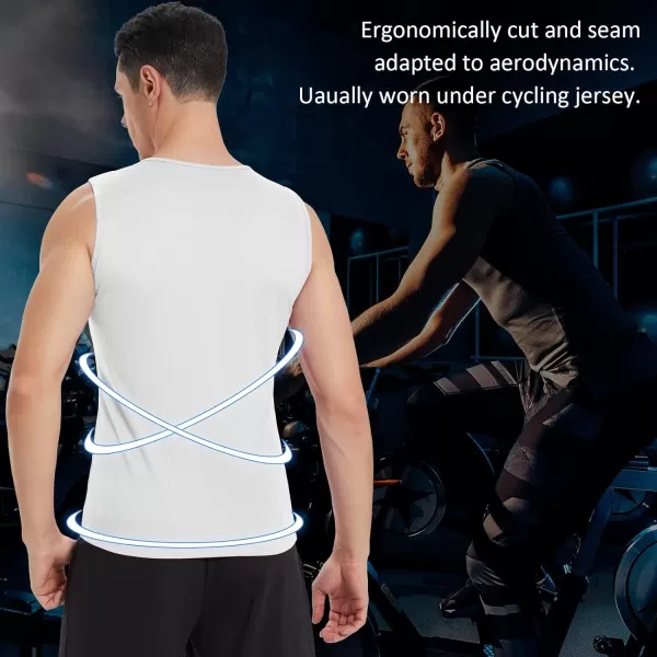 BALEAF Mens Cycling Base Layer Sleeveless Jersey Bike Undershirt Summer Bike Tank Top Sports Vest Breathable01white