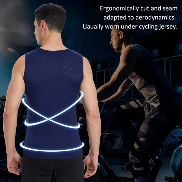 BALEAF Mens Cycling Base Layer Sleeveless Jersey Bike Undershirt Summer Bike Tank Top Sports Vest Breathable03blue