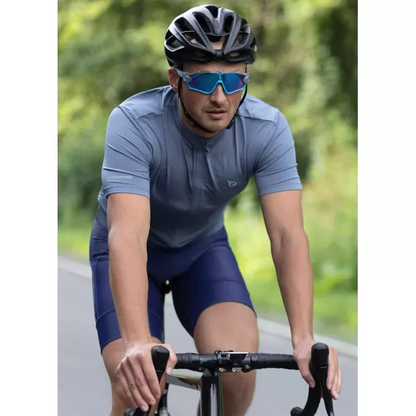 BALEAF Mens Cycling Jersey Short Sleeve Full Zip Bike Shirt Pockets Tops Bicycle Biking Breathable Reflective UPF 5001flint Stone Grey