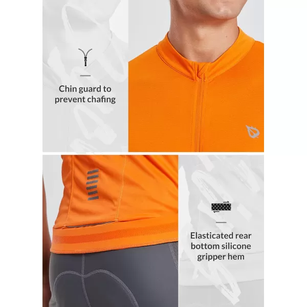 BALEAF Mens Cycling Jersey Short Sleeve Full Zip Bike Shirt Pockets Tops Bicycle Biking Breathable Reflective UPF 5003vibrant Orange