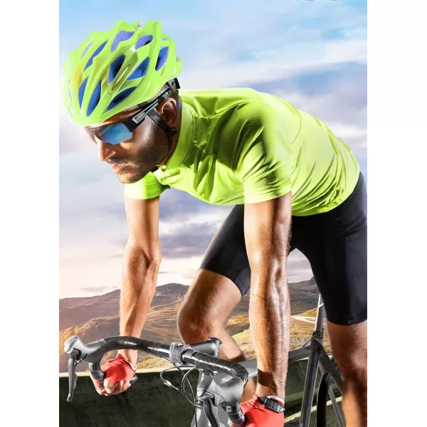 BALEAF Mens Cycling Jersey Short Sleeve Full Zip Bike Shirt Pockets Tops Bicycle Biking Breathable Reflective UPF 5004fluorescent Green