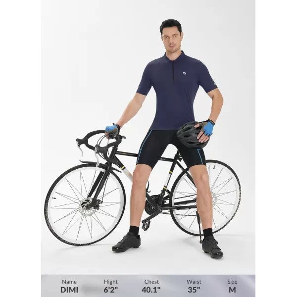 BALEAF Mens Cycling Jersey Short Sleeve Half Zip Bike Shirts Road Biking Tops 4 Rear Pockets UPF 50Navy Blue