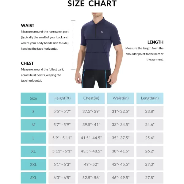 BALEAF Mens Cycling Jersey Short Sleeve Half Zip Bike Shirts Road Biking Tops 4 Rear Pockets UPF 50Navy Blue