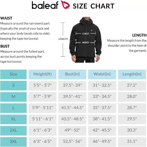 BALEAF Mens Cycling Rain Jacket Waterproof Windbreaker Packable Hood Running Gear Lightweight ReflectiveBlack