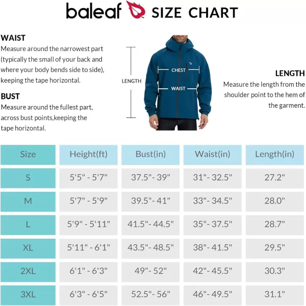 BALEAF Mens Cycling Rain Jacket Waterproof Windbreaker Packable Hood Running Gear Lightweight ReflectiveBlue