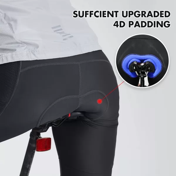 BALEAF Mens Cycling Shorts 4D Padded Mountain Biking Shorts with Pockets Bike Road Bicycle Riding Chamois UPF50Black