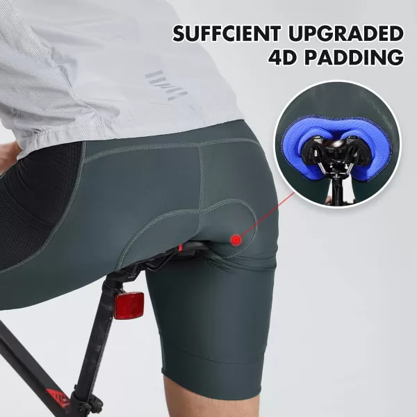 BALEAF Mens Cycling Shorts 4D Padded Mountain Biking Shorts with Pockets Bike Road Bicycle Riding Chamois UPF50GreyBlack