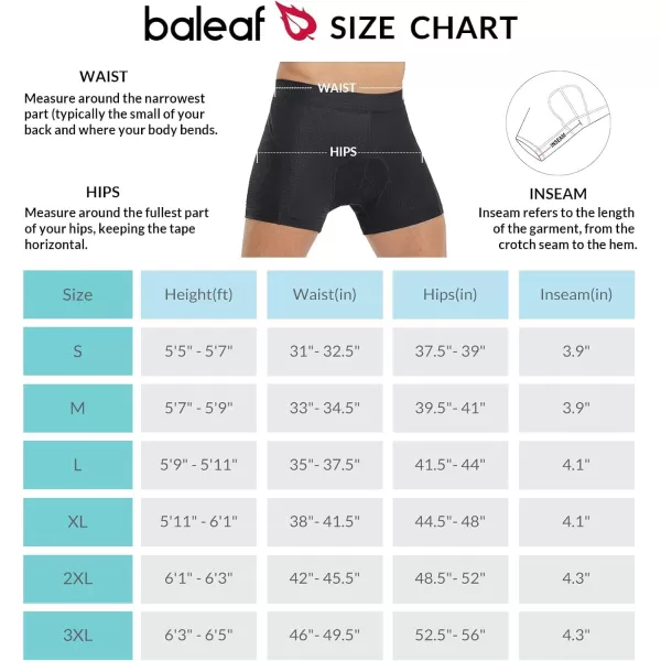 BALEAF Mens Cycling Shorts Padded Bike Underwear Mesh 4D Gel Padding Mountain Biking Bicycle Liner BreathableBlack