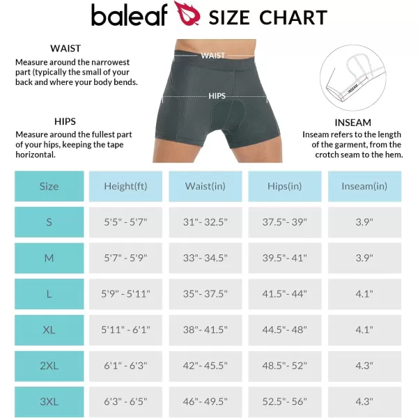 BALEAF Mens Cycling Shorts Padded Bike Underwear Mesh 4D Gel Padding Mountain Biking Bicycle Liner BreathableGrey