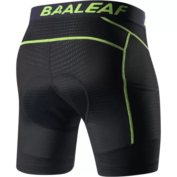 BALEAF Mens Cycling Underwear Padded Bike Shorts Pocket Mountain Bike Liner Bicycle GearBlackGreen