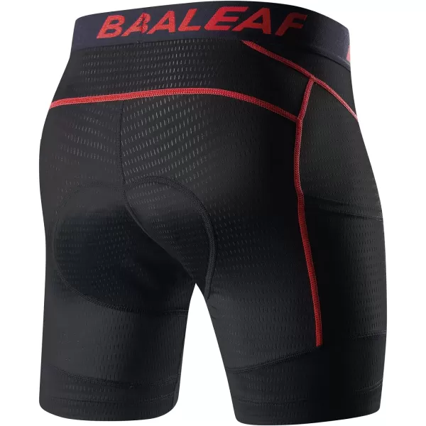 BALEAF Mens Cycling Underwear Padded Bike Shorts Pocket Mountain Bike Liner Bicycle GearBlackRed