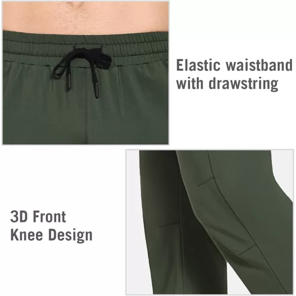 BALEAF Mens Fleece Lined Water Resistant Sweatpants Winter Athletic Workout Thermal Warm Pants with Zipper PocketsGreen