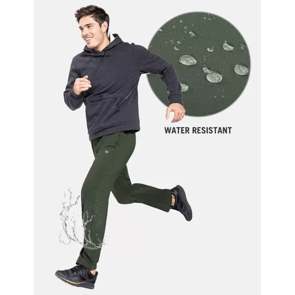 BALEAF Mens Fleece Lined Water Resistant Sweatpants Winter Athletic Workout Thermal Warm Pants with Zipper PocketsGreen