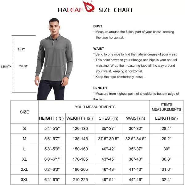 BALEAF Mens Golf Polo Shirts Quick Dry UPF 50 Sun Protection Long Sleeve Quick Dry Cool Shirt WorkoutBALEAF Mens Golf Polo Shirts Quick Dry UPF 50 Sun Protection Long Sleeve Quick Dry Cool Shirt Workout