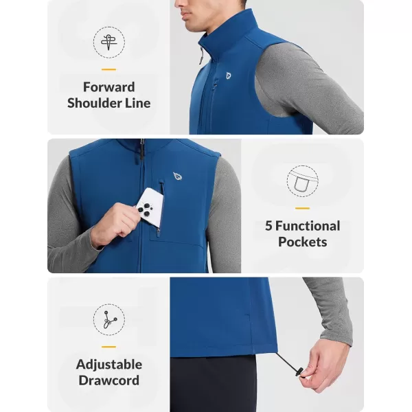 BALEAF Mens Golf Vest Fleece Lined Softshell Sleeveless Jacket Water Resistant Cold Weather Running Gear Winter PocketsBlue