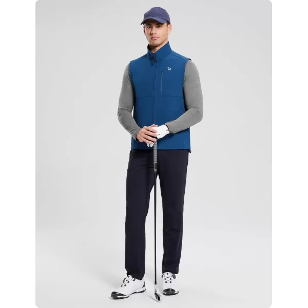 BALEAF Mens Golf Vest Fleece Lined Softshell Sleeveless Jacket Water Resistant Cold Weather Running Gear Winter PocketsBlue