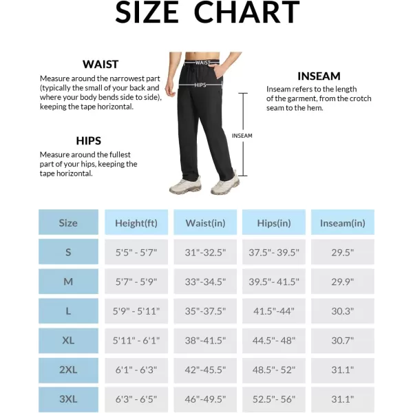 BALEAF Mens Hiking Pants Quick Dry Water Resistant Lightweight Elastic Waist Outdoor Cargo Sweatpants with Zip PocketsBlack