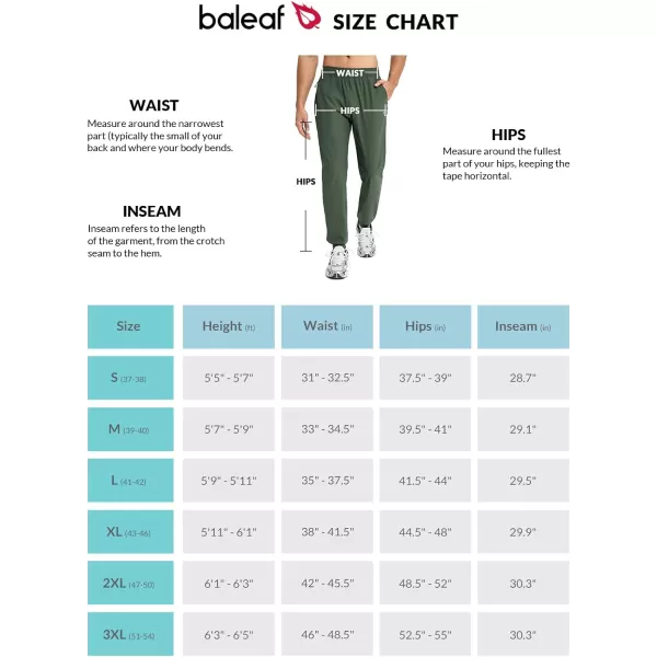 BALEAF Mens Joggers Pants Lightweight Running Workout Athletic Training Gym Quick Dry Tapered Jogger Zipper PocketsBarmy Green