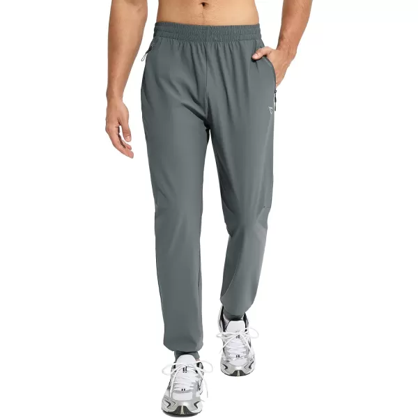 BALEAF Mens Joggers Pants Lightweight Running Workout Athletic Training Gym Quick Dry Tapered Jogger Zipper PocketsBdrak Gray