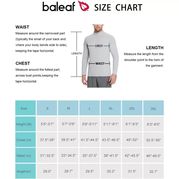 BALEAF Mens Long Sleeve Rash Guard Shirts UV SPF TShirts 14 Zip Pullover UPF 50 Sun Protection Hiking GolfGrey