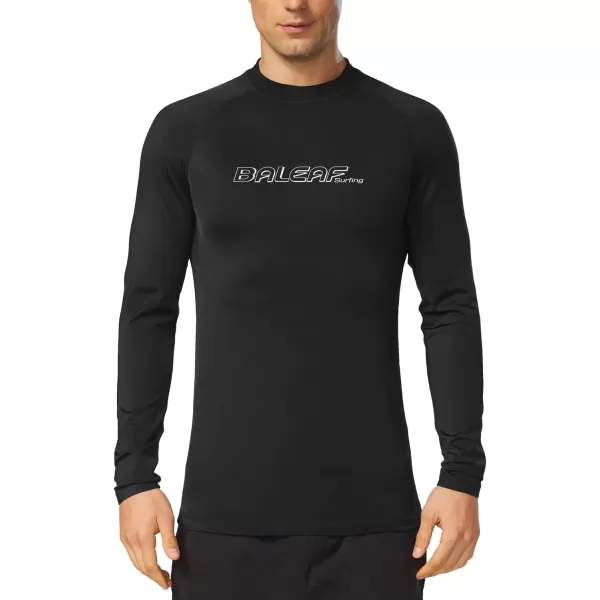 BALEAF Mens Long Sleeve Rashguard UPF 50 Swim Rash Guard Water Shirts for Surfing Diving KayakingNew Black