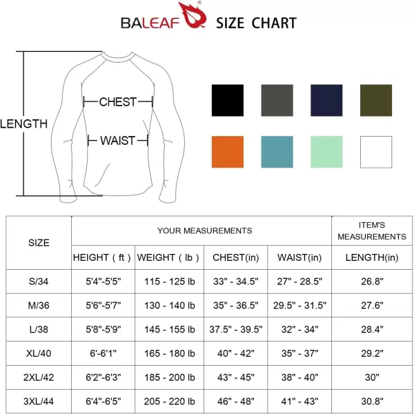 BALEAF Mens Long Sleeve Rashguard UPF 50 Swim Rash Guard Water Shirts for Surfing Diving KayakingNew Black