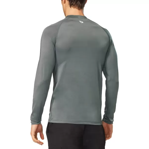 BALEAF Mens Long Sleeve Rashguard UPF 50 Swim Rash Guard Water Shirts for Surfing Diving KayakingNew Grey