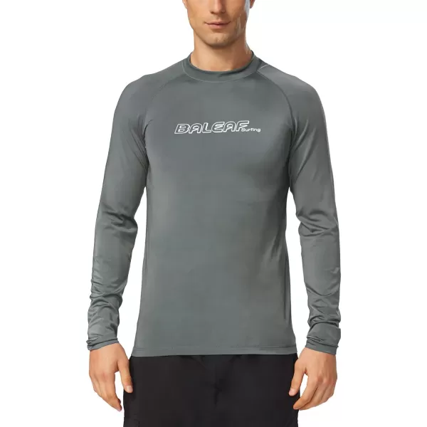 BALEAF Mens Long Sleeve Rashguard UPF 50 Swim Rash Guard Water Shirts for Surfing Diving KayakingNew Grey